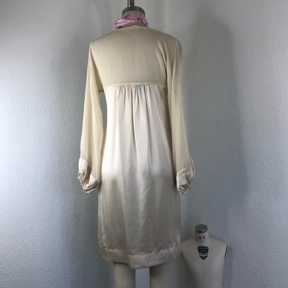 SCOOP NYC Mixed Media Sheer Long Sleeve Silky Peasant Dress - Picture 9 of 11